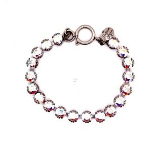 Victoria Lynn Aurora Borealis Crystal Tennis Bracelet Silver Tone 7 Inch